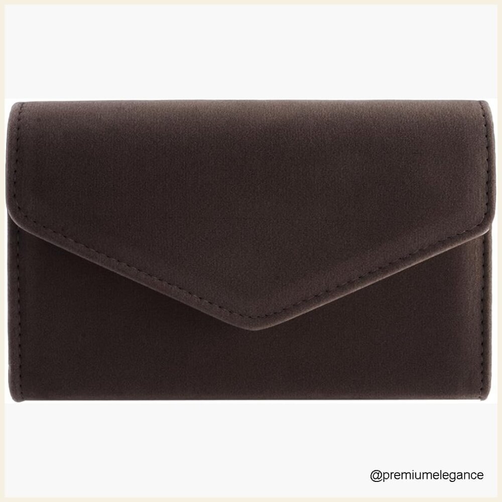 Faux Suede Clutch with Detachable Chain, Formal Evening Bag for Parties